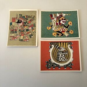 Vintage Artisan Aztec Art Handmade Postcards Hecho en Mexico LOT #4